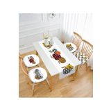 Realhomes Siyah Ekose Kabak Ayçiçeği Motifli 4 Yuvarlak Pofidik Sandalye Minderi Ve 1 Runner Seti RunnerYuvPofiSet429