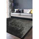 RealHomes Siyah - Füme Zeminde Eskitme Motifli Antik Desenli Eskitme Motifli Vintage Salon Kaymaz Saçaklı Halı HaliDik-Deluxe-11356, 80 x 150