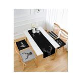 RealHomes Siyah Geyik Tasarımlı Modern 4 Fermuarlı Sandalye Minderi Ve 1 Runner Seti