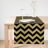 Realhomes Siyah Zeminde Gold Kalp Desenli Dijital Baskılı Özel Tasarım Süet Runner