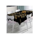 RealHomes Siyah Zeminde Gold Mandala Motifli Dijital Baskılı Masa Örtüsü, Masa-5134-90x90cm