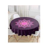 Realhomes Siyah Zeminde Pembe Neon Mandala Desenli Dekoratif Süet Runner