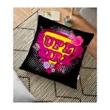 RealHomes Siyah Zeminli Super Girl Tasarımlı Dijital Baskılı 70x70 cm Yer Minderi