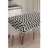 RealHomes Siyah Zigzag Desenli Dijital Baskılı 3D 120x140 cm Masa Örtüsü