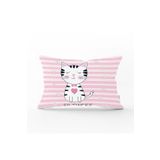 RealHomes So Sweet Pembe Çizgili Sevimli Kedi Modern Dikdörtgen Yastık Kırlent Kılıfı