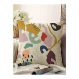 RealHomes Soyut Çizimli Onedraw Temalı Dekoratif Raşel Örme Yastık Kırlent Kılıfı, Sonil-KRyl341-55x55cm