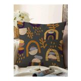 RealHomes Soyut Motifli Dijital Baskılı Raşel Örme Yastık Kırlent Kılıfı, Sonil-KRyl216-43x43cm