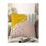 RealHomes Soyut Sulu Boya Çizim Desenli Çift Taraflı Modern Raşel Örme Yastık Kılıfı, Sonil-K-5301-55x55cm