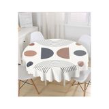 RealHomes Soyut Tarzda Onedraw Çizimli Dijital Baskılı Modern Yuvarlak Masa Örtüsü Çap 140cm, MasaYuv-10319-140x140cm