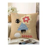 RealHomes Soyut Tasarımlı Dijital Baskılı Dekoratif Raşel Örme Yastık Kırlent Kılıfı, Sonil-KRyl355-43x43cm