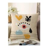 RealHomes Soyut Tasarımlı Dijital Baskılı Dekoratif Raşel Örme Yastık Kırlent Kılıfı, Sonil-KRyl362-43x43cm