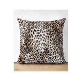Realhomes Suet-K-3791 Çift Taraflı Leopar Motifli Dijital Baskılı Süet Yastık Kırlent Kılıfı