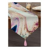 Realhomes Sulu Boya Desenli Özel Tasarım Dijital Baskılı Modern Püsküllü Şönil Üçgen Runner