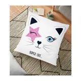 RealHomes Super Cat Motifli Modern Dijital Baskılı 70x70 cm Yer Minderi