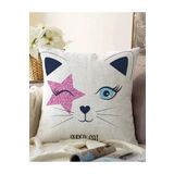 RealHomes Süper Cat Motifli Modern Dijital Baskılı Çift Taraflı Raşel Örme Yastık Kılıfı, Sonil-K-2491-55x55cm