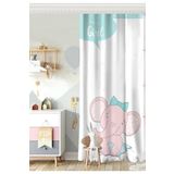 RealHomes Tek Kanat Beyaz Zeminli I'm A Girl Tasarımlı Sevimli Fil Bebek Odası Fon Perde
