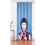 RealHomes Tek Kanat Fotoğraf Çeken Japon Kız Motifli Dijital Baskılı Fon Perde