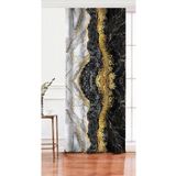 RealHomes Tek Kanat Modern Siyah Beyaz Altın Mermer Motifli Dijital Baskılı Salon Fon Perdesi