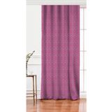 RealHomes Tek Kanat Özel Tasarım Gri Zeminde Fuşya Ikat Desenli Dijital Baskılı Fon Perde