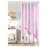 RealHomes Tek Kanat Pembe Unicorn At Desenli Dijital Baskılı Bebek Odası Fon Perde