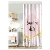 RealHomes Tek Kanat Pembe Zeminde Save The Date Motifli Çocuk Odası Fon Perde