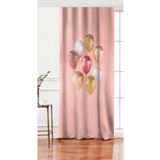 RealHomes Tek Kanat Pembe Zeminli Balonlar Desenli Salon Fon Perdesi
