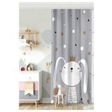 RealHomes Tek Kanat Renkli Puanlı Kedicik Desenli Bebek Odası Fon Perde, Rh-CPerdeTek-4384g-140x260