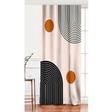 RealHomes Tek Kanat Renkli Zemin Üzerinde Geometrik Desenli Dijital Baskılı Fon Perde, Rh-PerdeTek-8185-140x200cm
