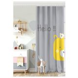 RealHomes Tek Kanat Sarı Ayıcık Hello Motifli Çocuk Odası Fon Perde, Rh-CPerdeTek-4372g-140x200