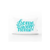 RealHomes Turkuaz Home Sweet Home Dijital Baskılı Dikdörtgen Yastık Kırlent Kılıfı