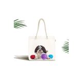 RealHomes Unisex Renkli Ip Toplarıyla Köpek Baskılı Modern Fermuarlı Plaj Çantası, Canta-5618