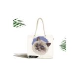 RealHomes Unisex Sevimli Kedi Desenli Dijital Baskılı Modern Fermuarlı Plaj Çantası, Canta-5728