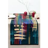 RealHomes Yağlı Boya Abstract Desenli Özel Tasarım Dijital Baskılı Modern Dikişli Raşel Örme Runner
