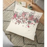 RealHomes YER-147 Baykuş Desenli Özel Tasarım Dekoratif 70x70 cm Yer Minderi