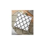 RealHomes YER-2022 Siyah Beyaz Ogea Desenli Dekoratif 70x70 cm Yer Minderi
