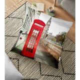 RealHomes YER-229 London Kırmızı Telefon Tasarımlı Dekoratif 70x70 cm Yer Minderi