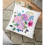 RealHomes YER-2398 Lila Renk Demet Zambak Motifli Dekoratif 70x70 cm Yer Minderi