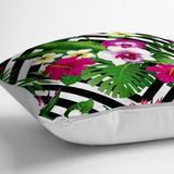 RealHomes YER-2410 Kara Zigzag Desenli Ogea Motifli Dekoratif 70x70 cm Yer Minderi