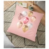 RealHomes YER-3003 Pembe Zeminli Balonlar Desenli 70x70 cm Yer Minderi