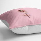 RealHomes YER-3019 Pembe Zeminli Altın Gül 3D Baskılı 70x70 cm Yer Minderi