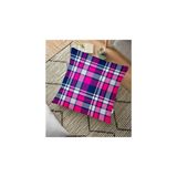 RealHomes YER-3077 Pembe Lacivert Ekose Desenli Dekoratif 70x70 cm Yer Minderi