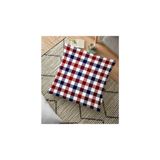 RealHomes YER-3082 Bordo Lacivert Ekose Desenli Dekoratif 70x70 cm Yer Minderi