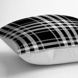 RealHomes YER-3090 Siyah Beyaz Ekose Desenli Dekoratif 70x70 cm Yer Minderi