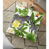 RealHomes YER-3171 Pudra Zeminli Egzotik Zebra Tasarımlı Modern 70x70 cm Yer Minderi