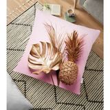 RealHomes YER-3173 3D Yaprak ve Ananas Desenli Özel Tasarım 70x70 cm Yer Minderi