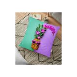 RealHomes YER-3202 Yeşil ve Mor Ananas Temalı Özel Tasarım 70x70 cm Yer Minderi