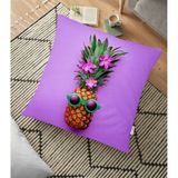 RealHomes YER-3206 Mor Zeminde Ananas Desenli Modern 70x70 cm Yer Minderi