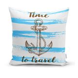 RealHomes YER-3208 Time to Travel Denizci Desenli Modern 70x70 cm Yer Minderi
