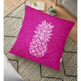RealHomes YER-3221 Fuşya Zeminde Ananas Desenli Modern Tasarım 70x70 cm Yer Minderi
