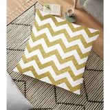 RealHomes YER-3257 Zigzag Altın Kabartma Desenli Modern Tasarımlı 70x70 cm Yer Minderi